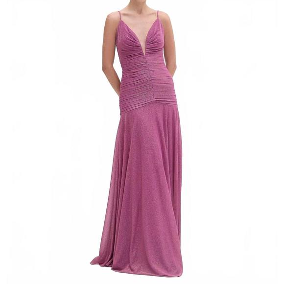 PATBO Dresses & Skirts - NEW PATBO metallic plunge maxi gown in lilac